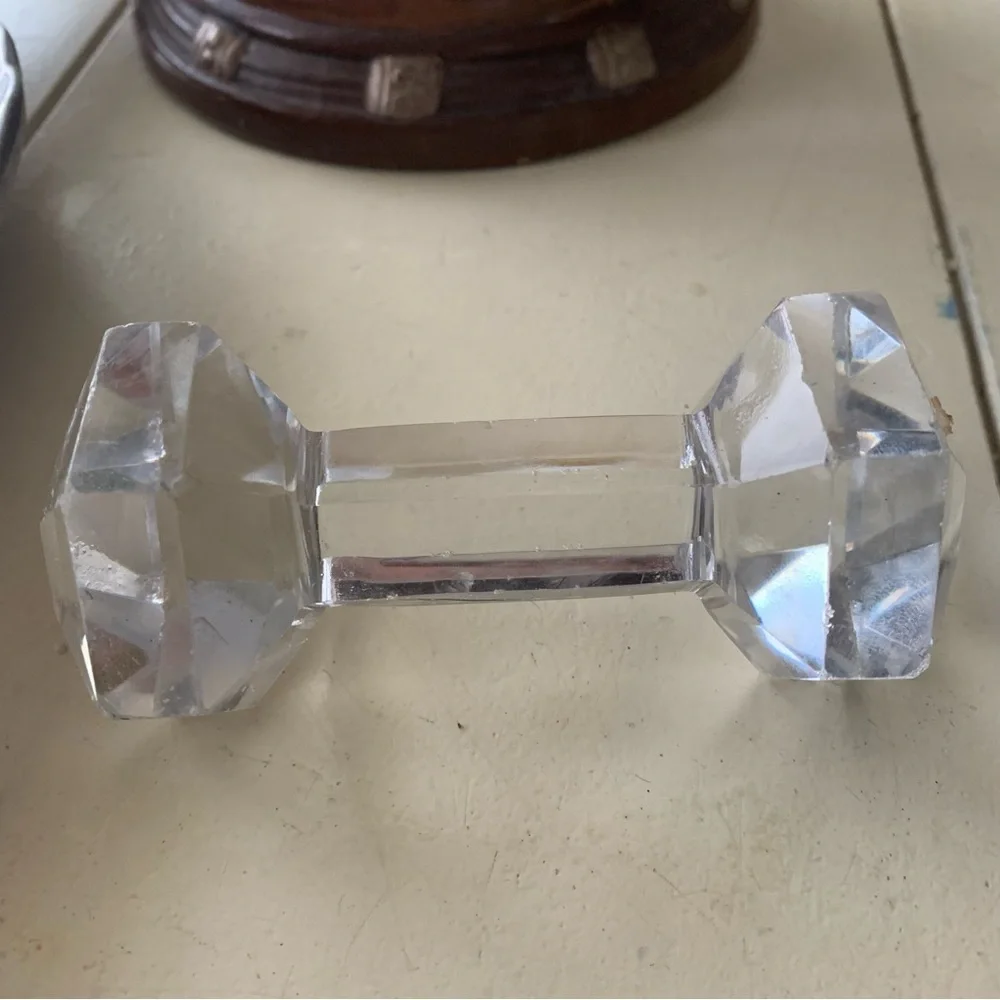Vintage Clear Crystal Dumbbell Knife Rest Kitchen